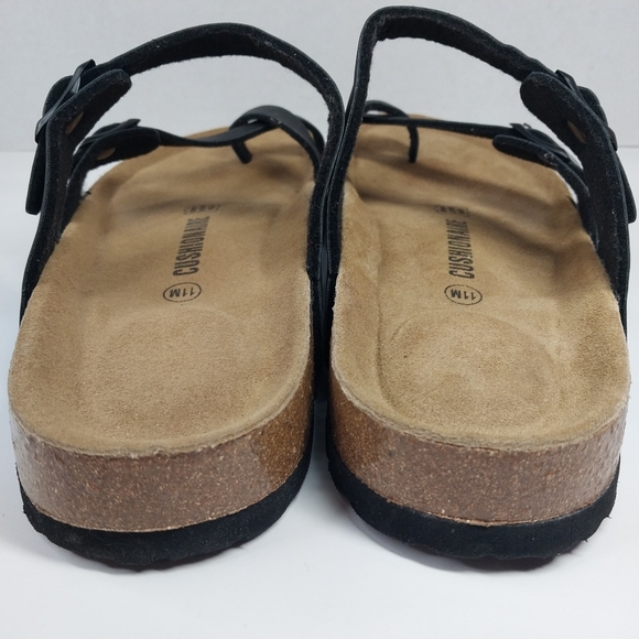 Cushionaire Luna Women's 11 M Black Leather Cork Footbed Adjustable Sandals - Picture 4 of 11